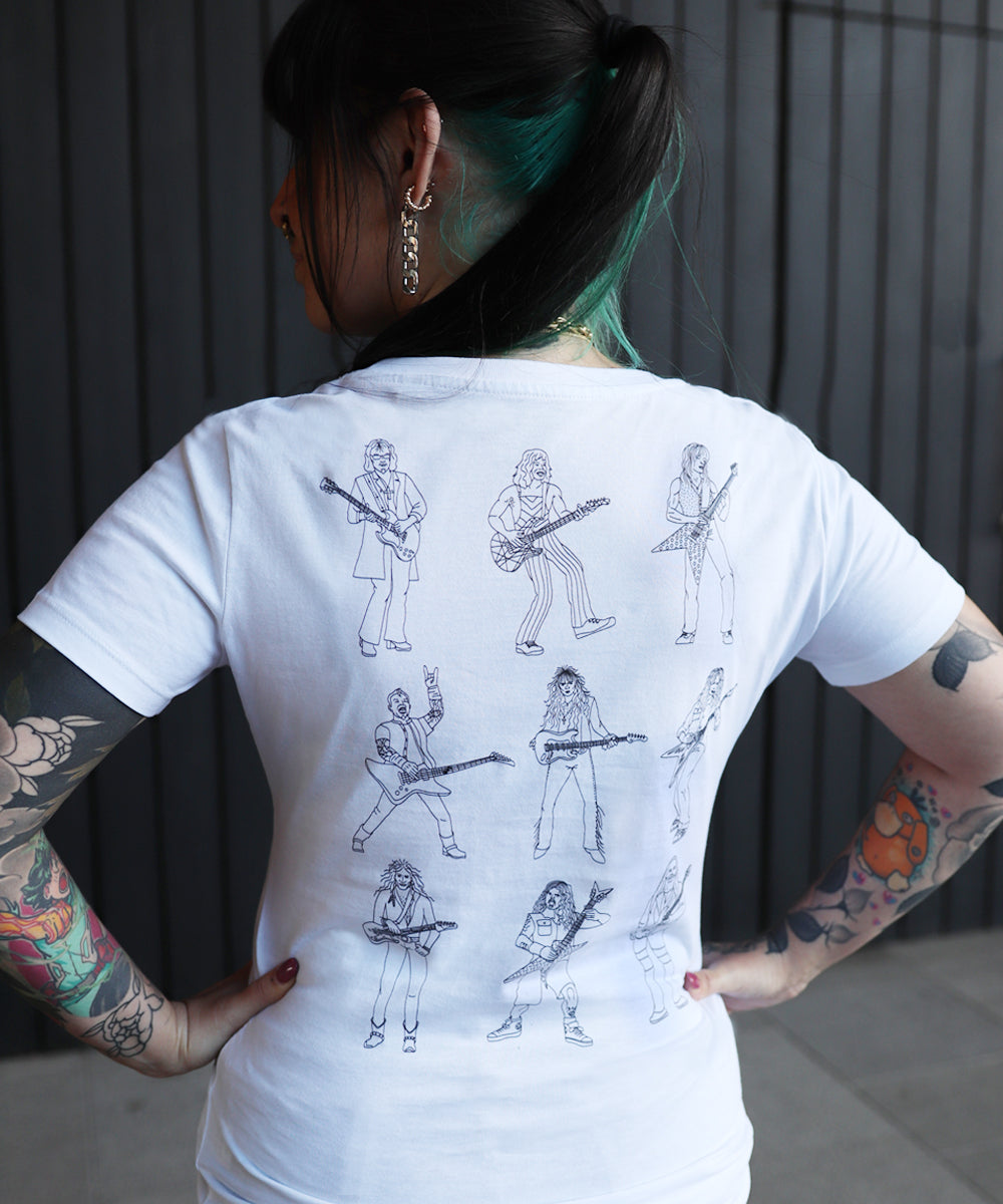 The Metal 9 Women's Cut T-Shirt in White/Grey