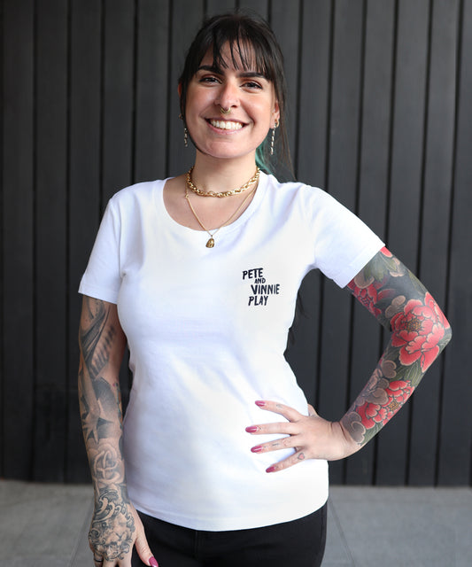 The Metal 9 Women's Cut T-Shirt in White/Grey